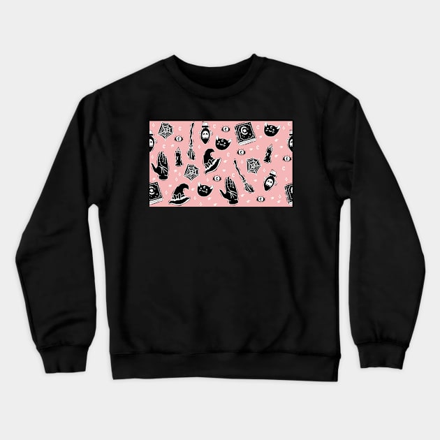 Witchy on Pastel Pink Crewneck Sweatshirt by FrostedSoSweet